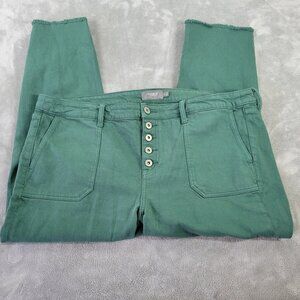 Green Button-Fly Women's Jeans